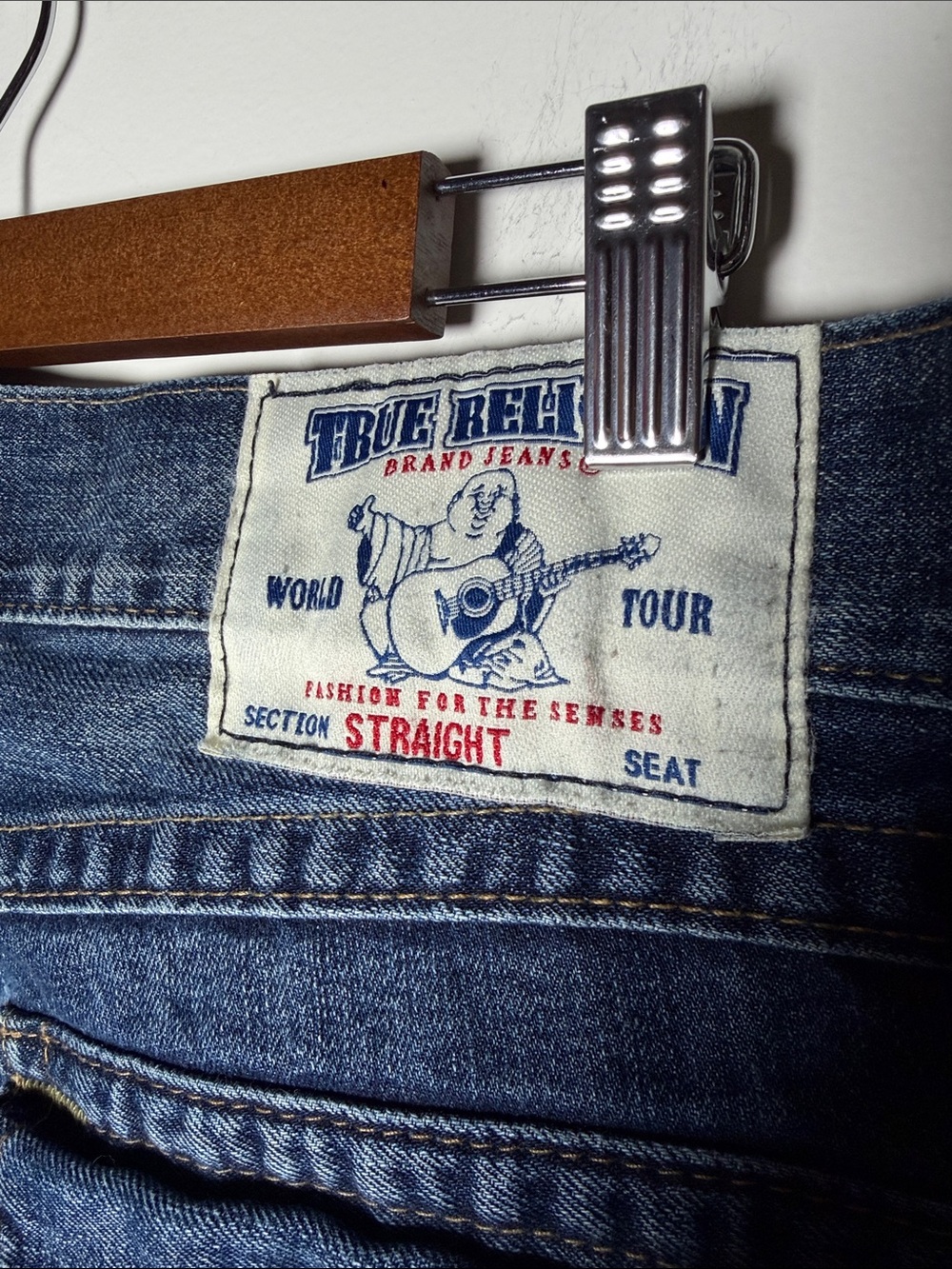 True religion women’s Blue Washed Denim 34 straight Jeans vintage - Picture 3 of 4